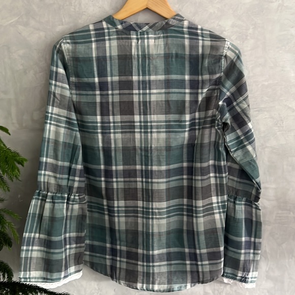 Girls Silver Jeans, Plaid V Neck Bell Sleeve Top. Size 14-16. XL - Picture 4 of 7